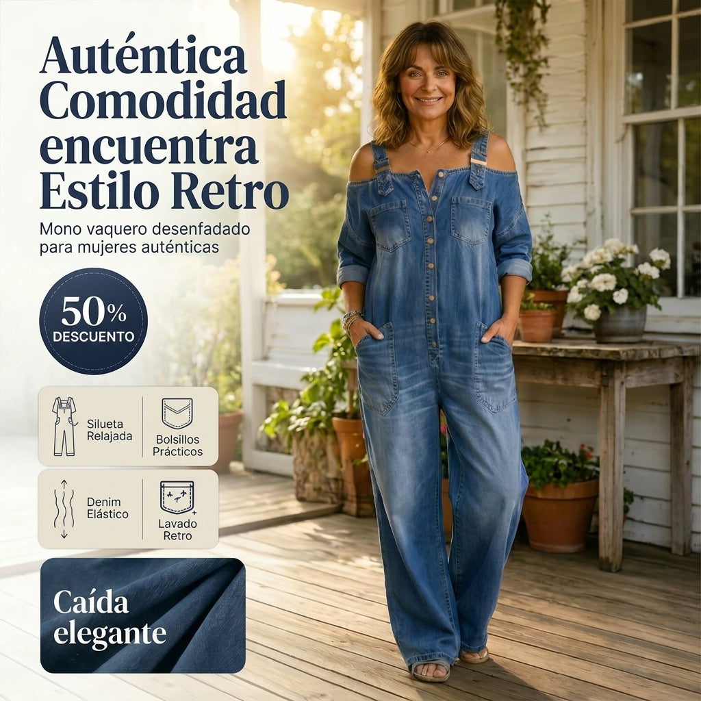 Mono de corte holgado con pernera ancha y bolsillos
