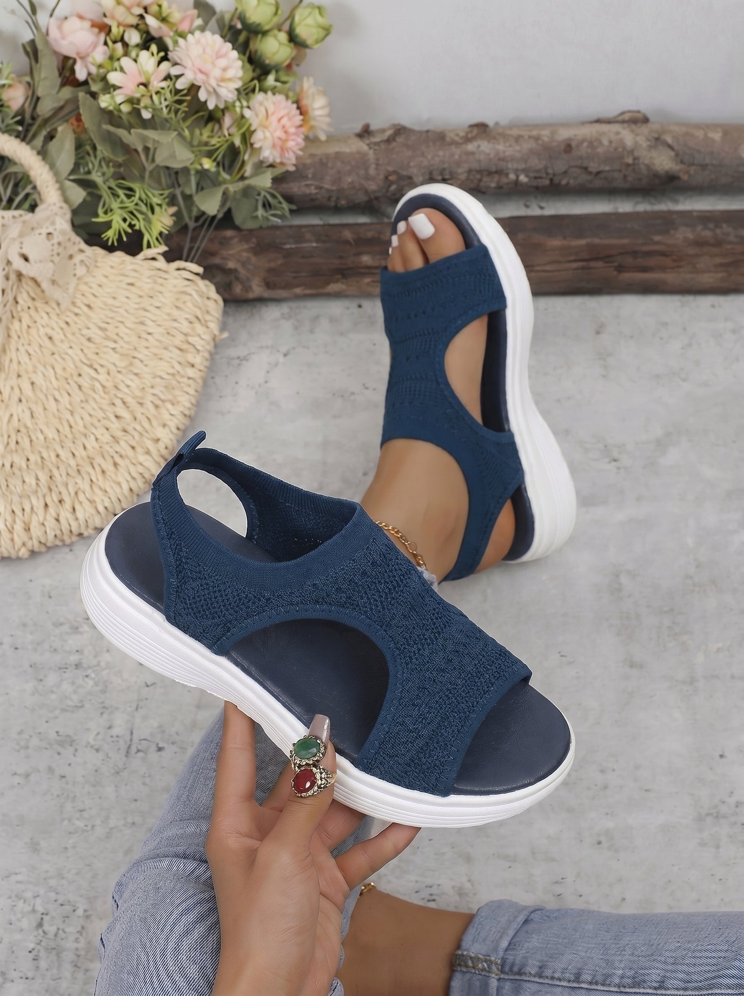 Sandalias de plataforma transpirables de punto para mujer: ligeras y cómodas