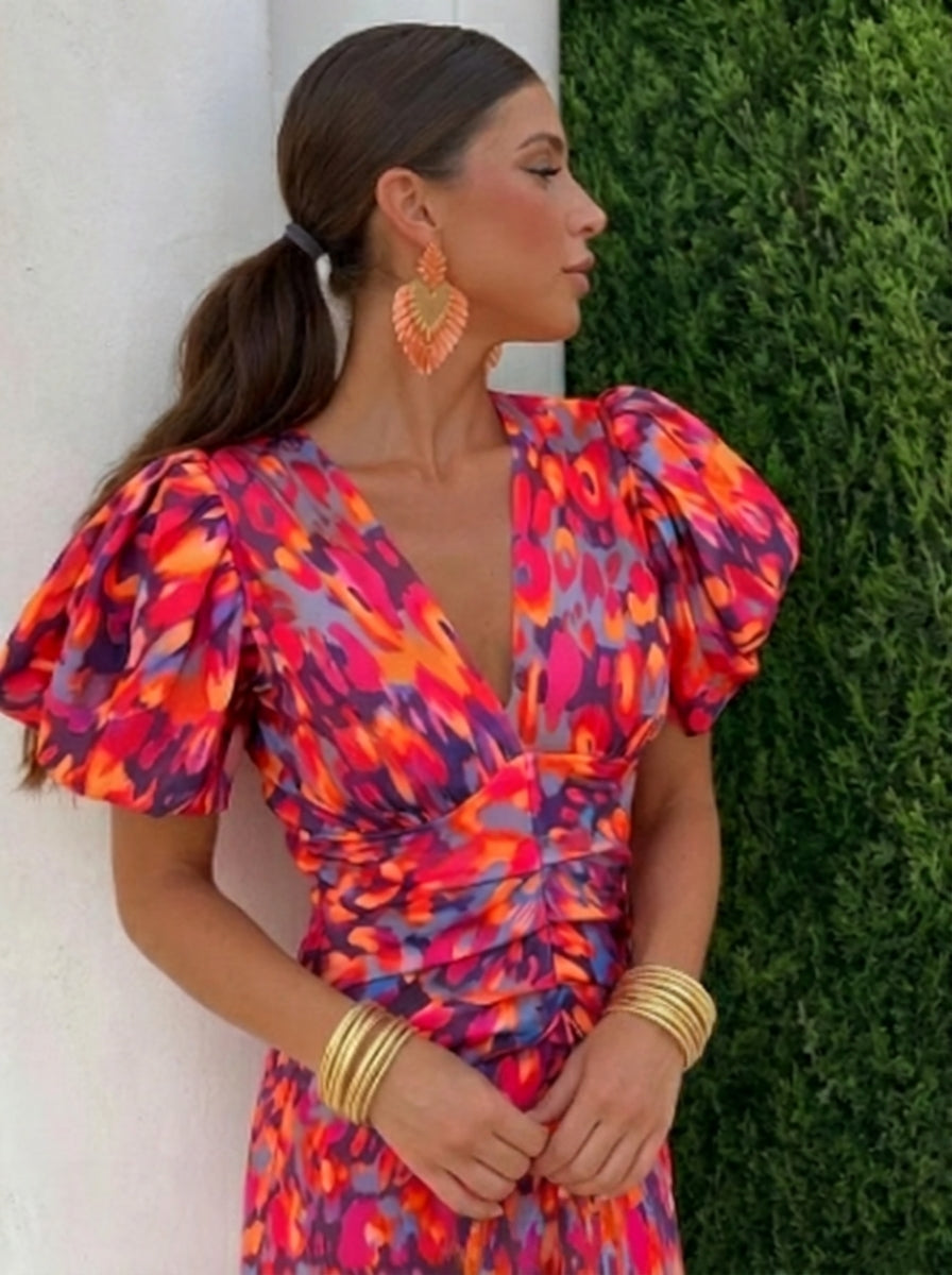 TORA | VESTIDO CON MANGAS PLISADAS