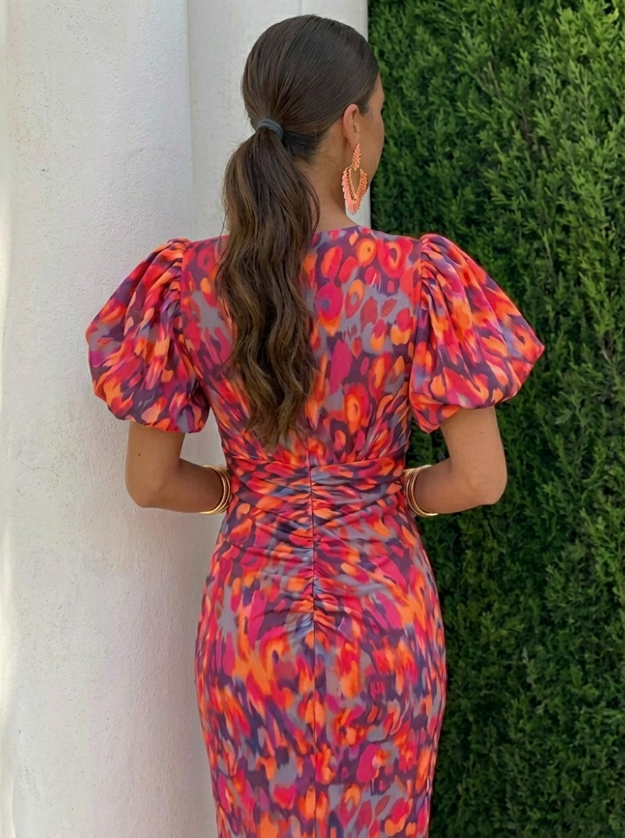 TORA | VESTIDO CON MANGAS PLISADAS