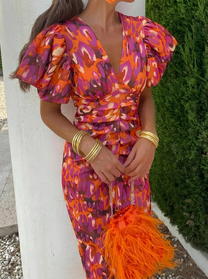 TORA | VESTIDO CON MANGAS PLISADAS