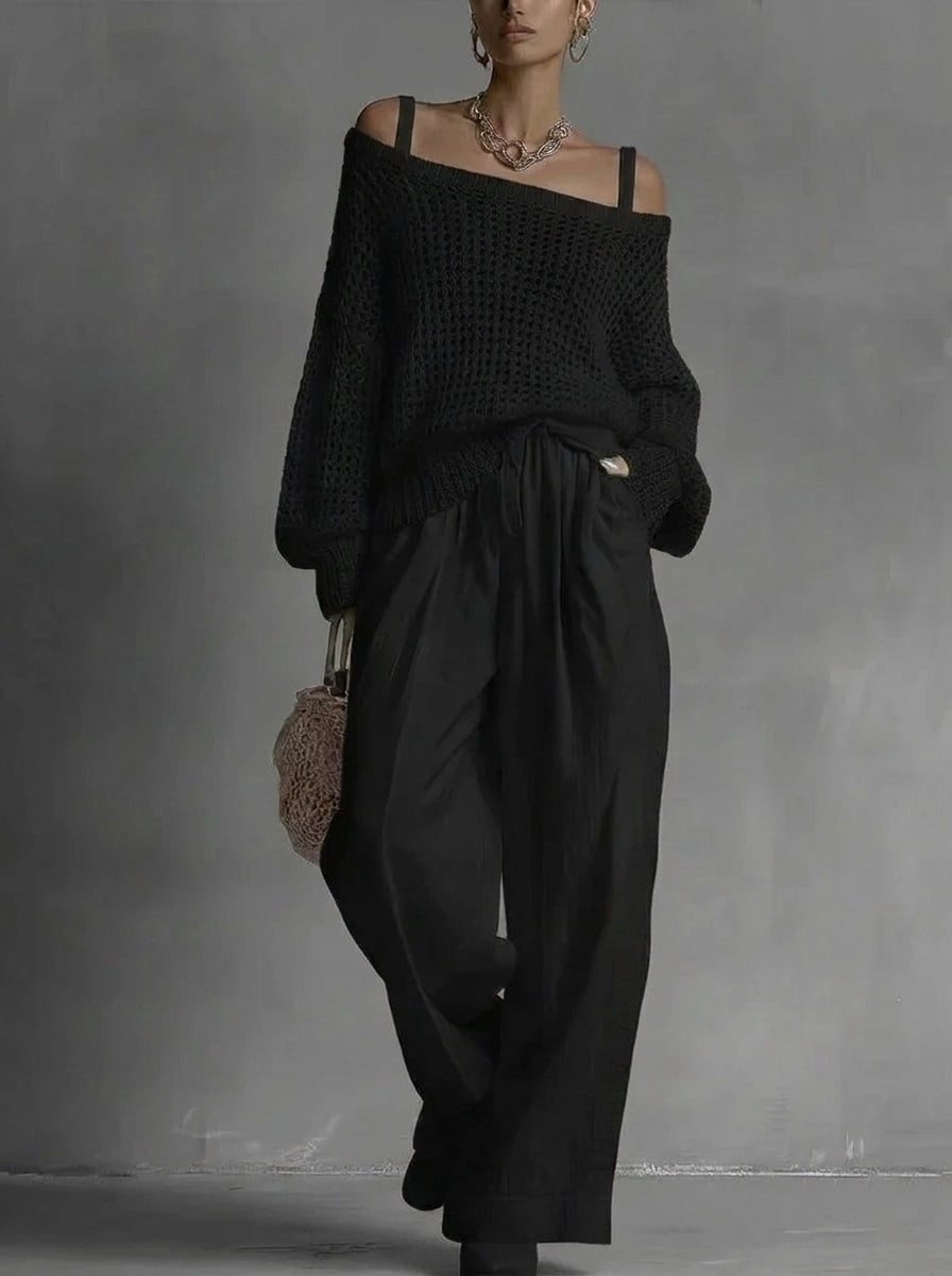 CONJUNTO AMALFI DE PUNTO CALADO Y PANTALÓN FLUIDO