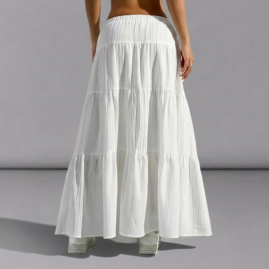 Falda Larga de Capas con Cintura Ajustable