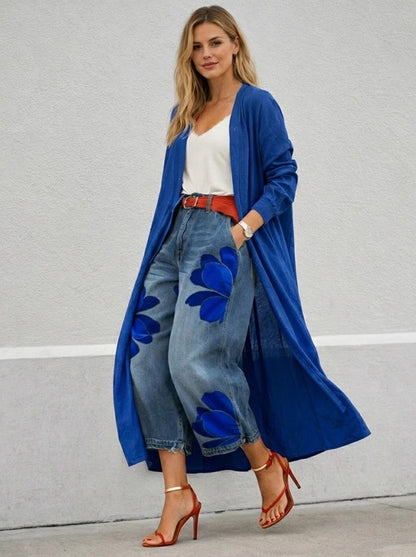 Maud | Conjunto de camisa larga y vaqueros con estampado floral