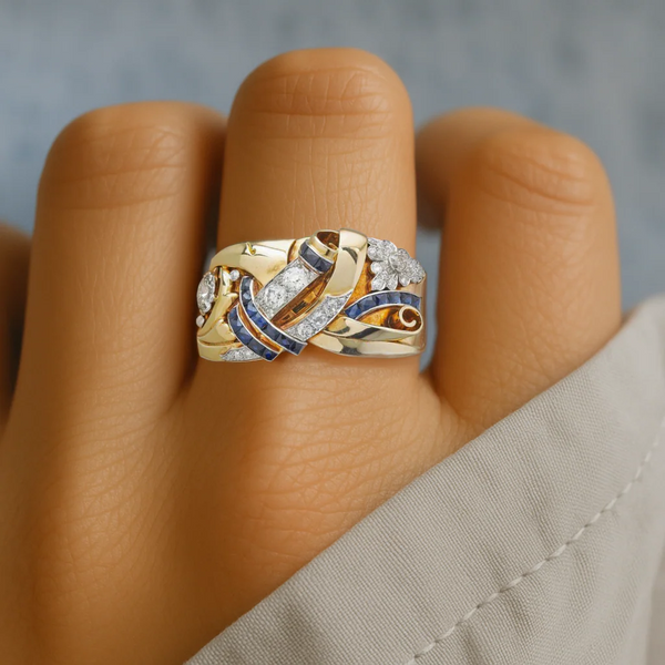 Anillo vintage de oro y circonita