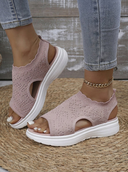 Sandalias de plataforma transpirables de punto para mujer: ligeras y cómodas