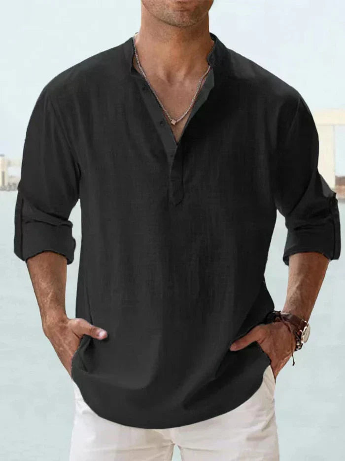 CAMISA DE LINO HENLEY