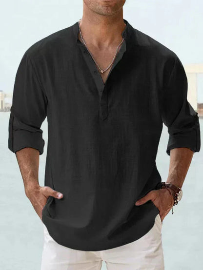 CAMISA DE LINO HENLEY