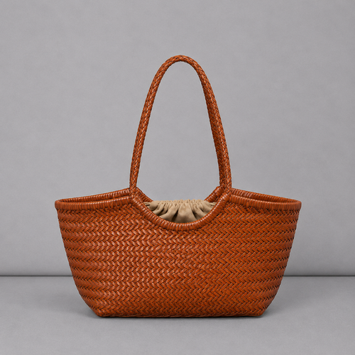 Bolso Tote de Cuero Genuino Tejido a Mano