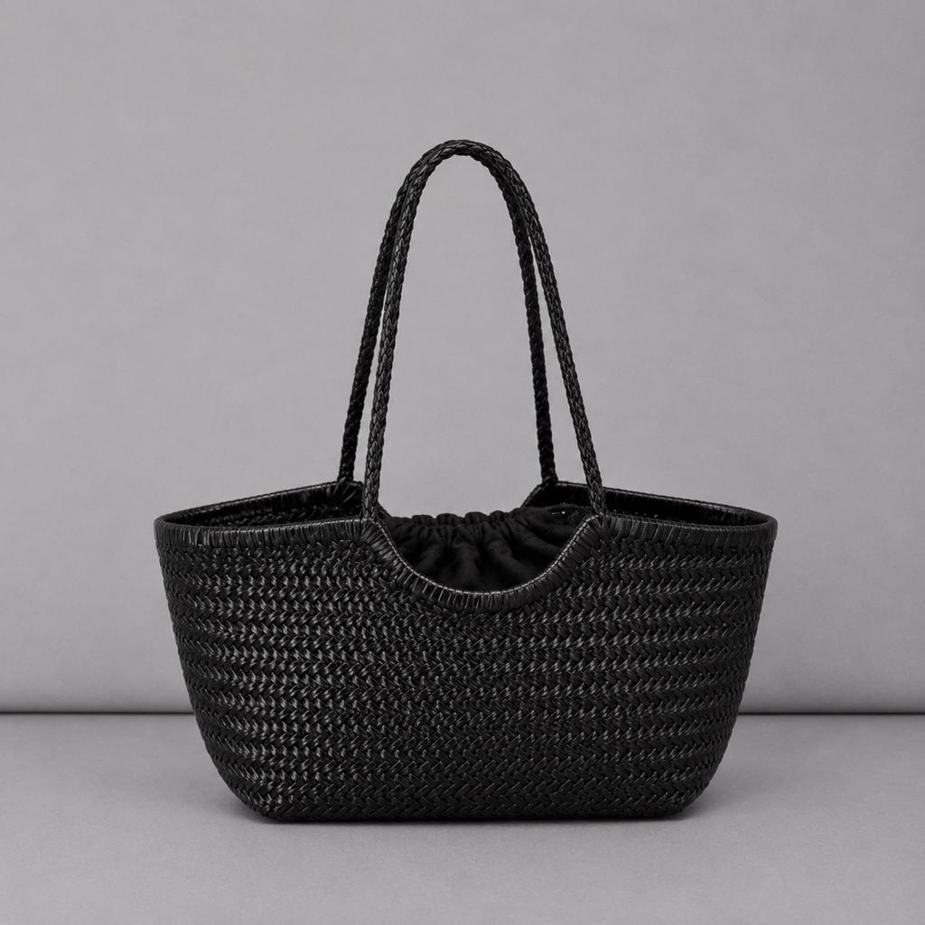 Bolso Tote de Cuero Genuino Tejido a Mano