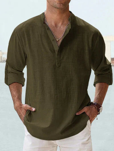 CAMISA DE LINO HENLEY
